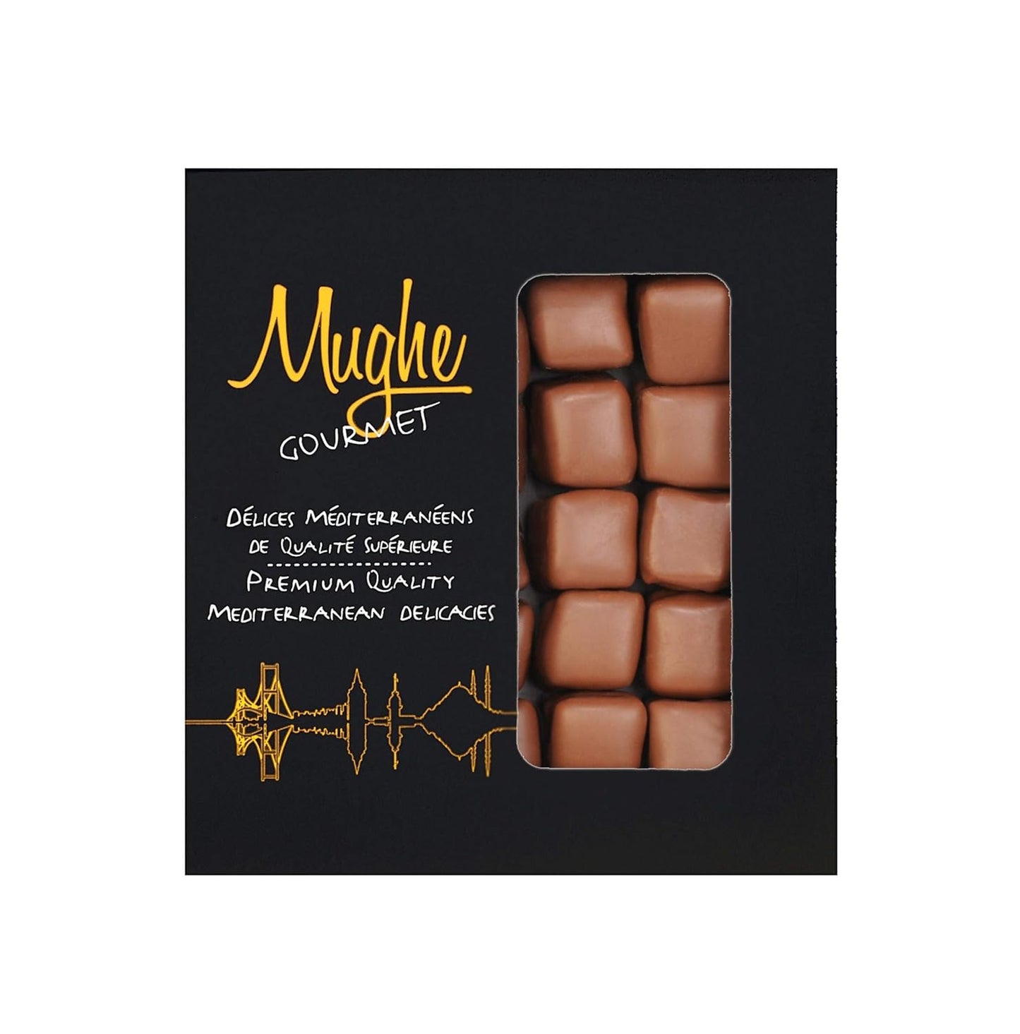 Mughe Gourmet squisita confezione regalo di delizie turche miste al gusto di frutta ricoperta di cioccolato - Rosa, fragola, limone, arancia, menta - 300 g | 10,6 once | 30 delizie Lokum