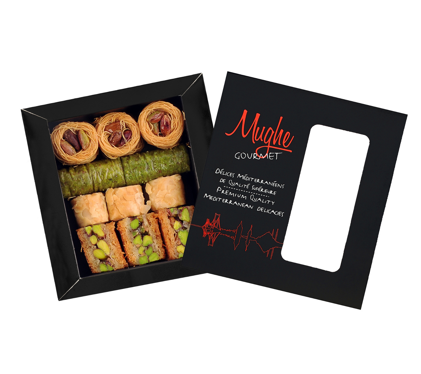 Mughe Gourmet Assortimento di baklava turca Confezione regalo da 150 g - Assortimento di pasticceria da forno XSmall