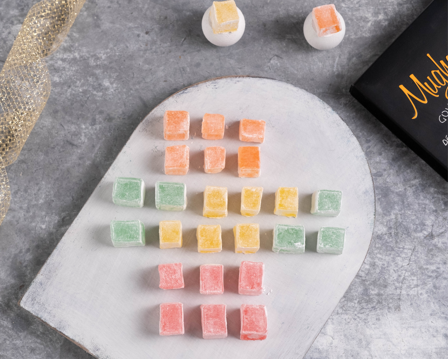 Mughe Lokum Turkish Delight - Dolci al gusto di frutta mista, confezione regalo da 750 g (26,46 oz), assortimento di caramelle senza noci - Dolci vegani e senza glutine
