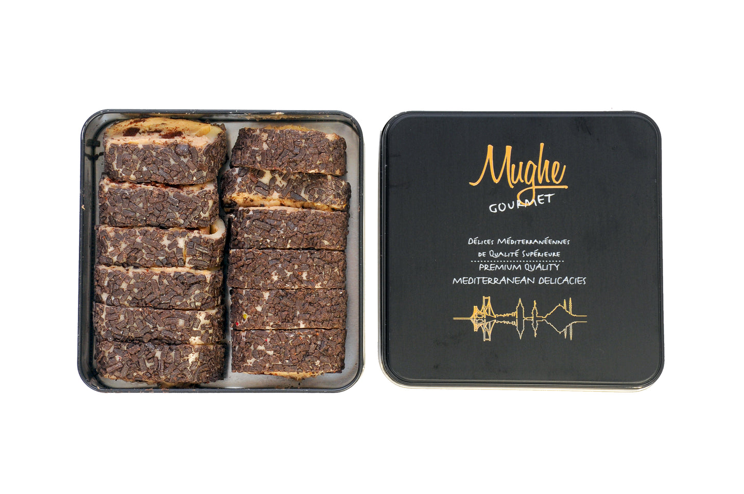 Luxury Turkish Delight with Cookie Crumble Cream & Chocolate Sprinkles - Premium Lokum Gift Tin 350g | Mughe Gourmet