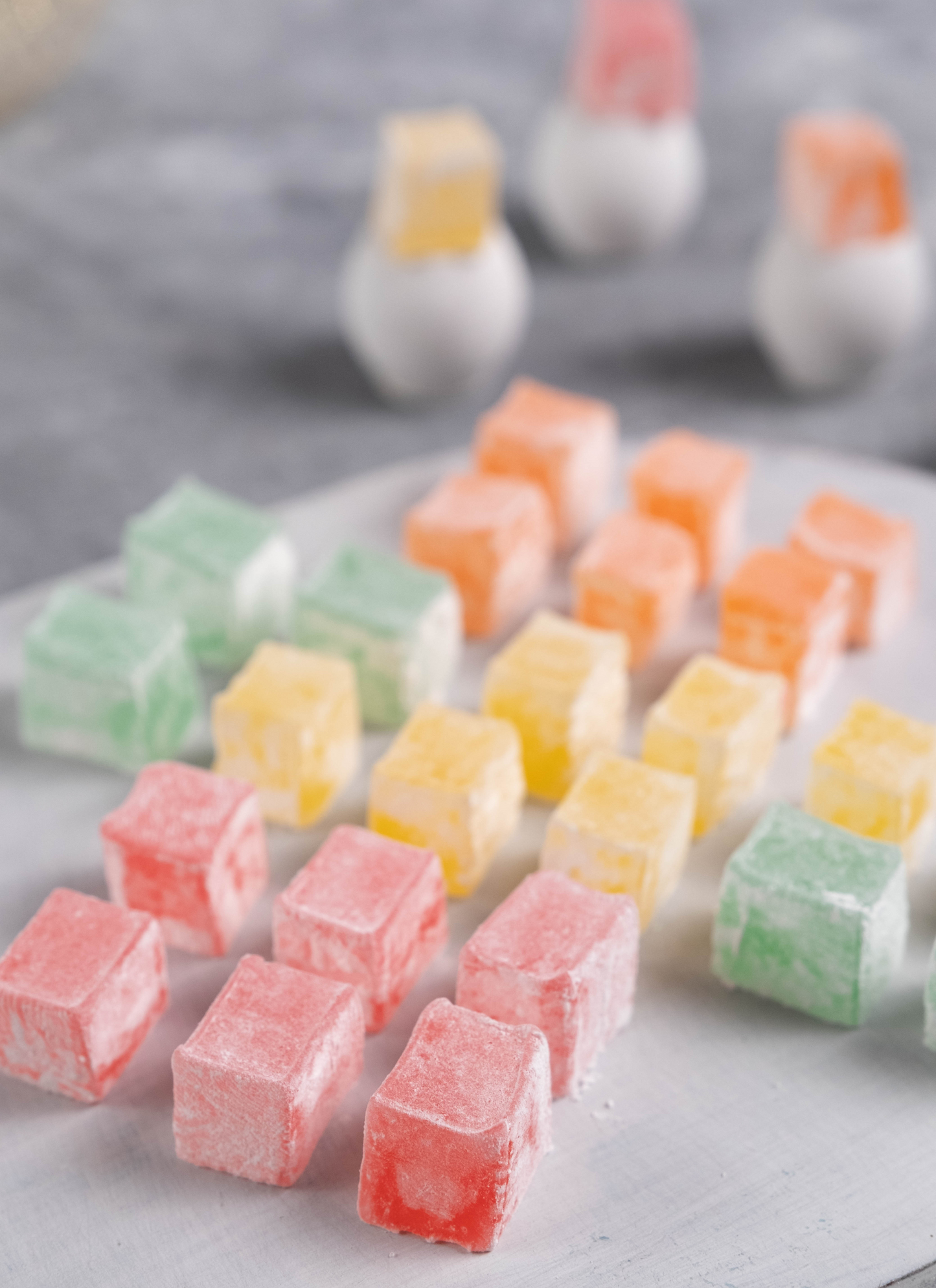 Mughe Lokum Turkish Delight - Dolci al gusto di frutta mista, confezione regalo da 750 g (26,46 oz), assortimento di caramelle senza noci - Dolci vegani e senza glutine