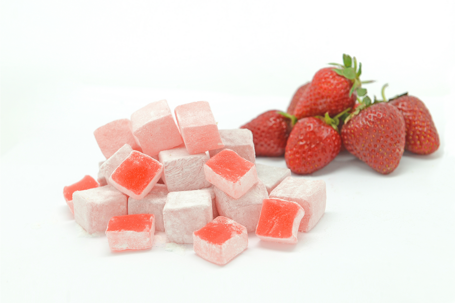 Confezione regalo di caramelle Mughe Lokum Turkish Delight - 13,05 once-370 g-40 pezzi - Gusti di frutta vegan halal rosa, fragola, limone, arancia, menta - Regali per occasioni speciali