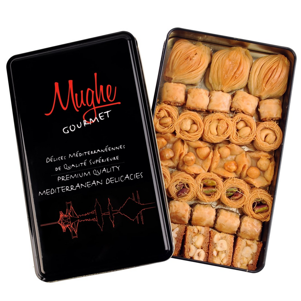 Mughe Premium Baklava assortito 500g (1.1lb) Confezione regalo di pasticceria e dessert - 32 delizie di bocconcini - Baklawa turco di lusso