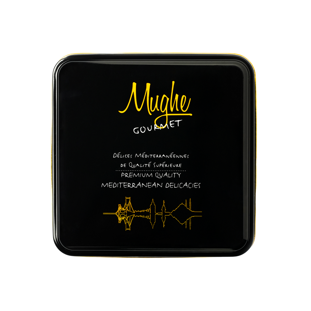 High-end Mughe Gourmet Baklava tin, perfect for corporate holiday gifts or any special occasion