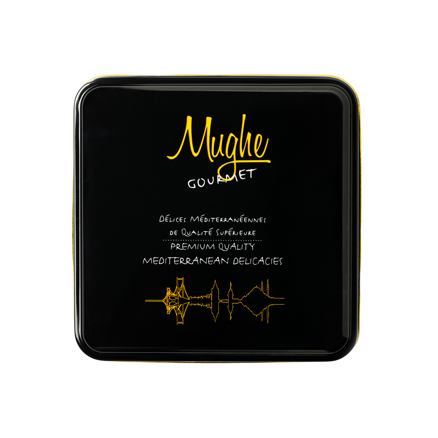High-end Mughe Gourmet Baklava tin, perfect for corporate holiday gifts or any special occasion