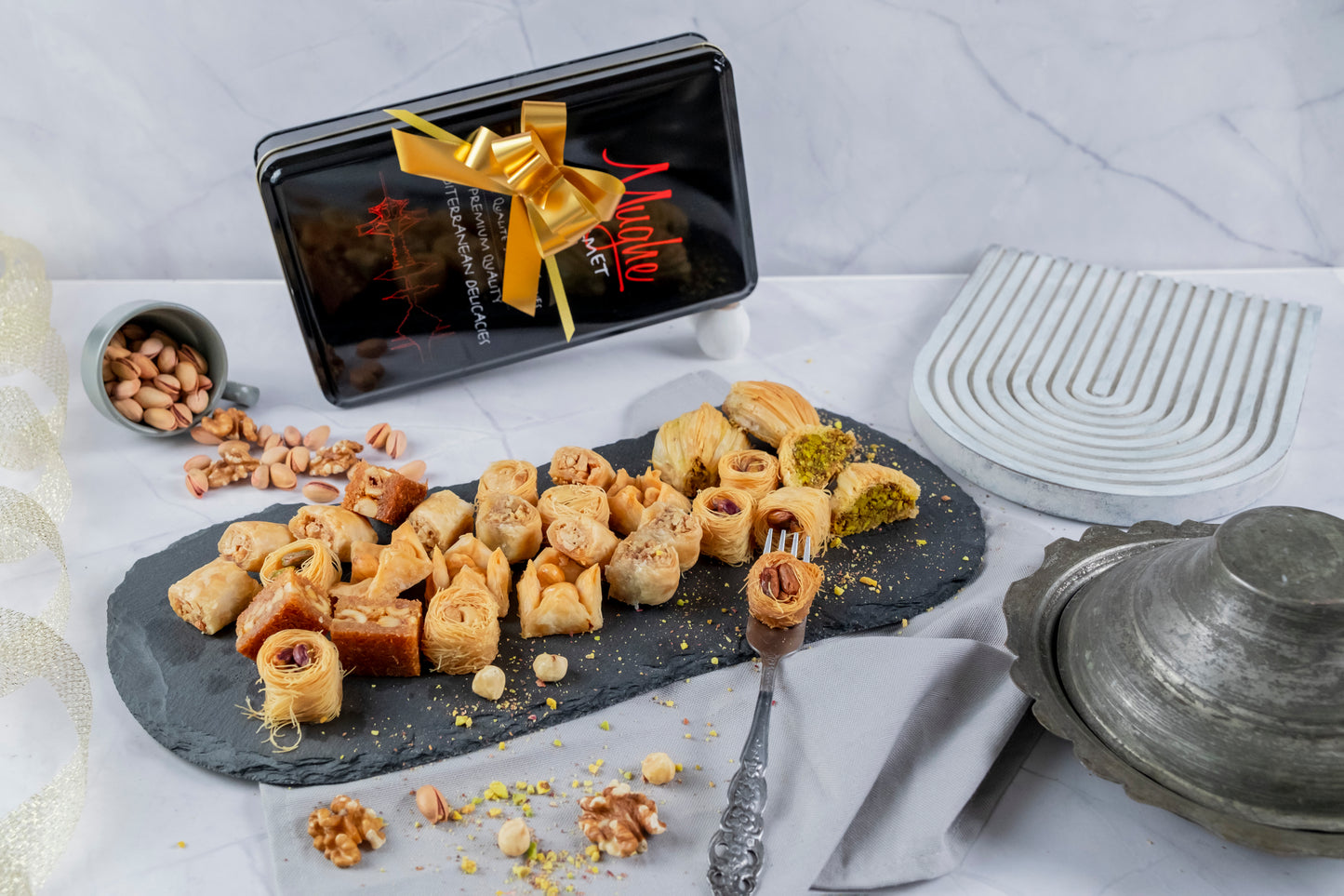 
                  
                    Mughe Premium Assorted Baklava 500g (1.1lb) Pastry Dessert Gift Box - 32 Bitesize Delights - Luxury Turkish Baklawa
                  
                