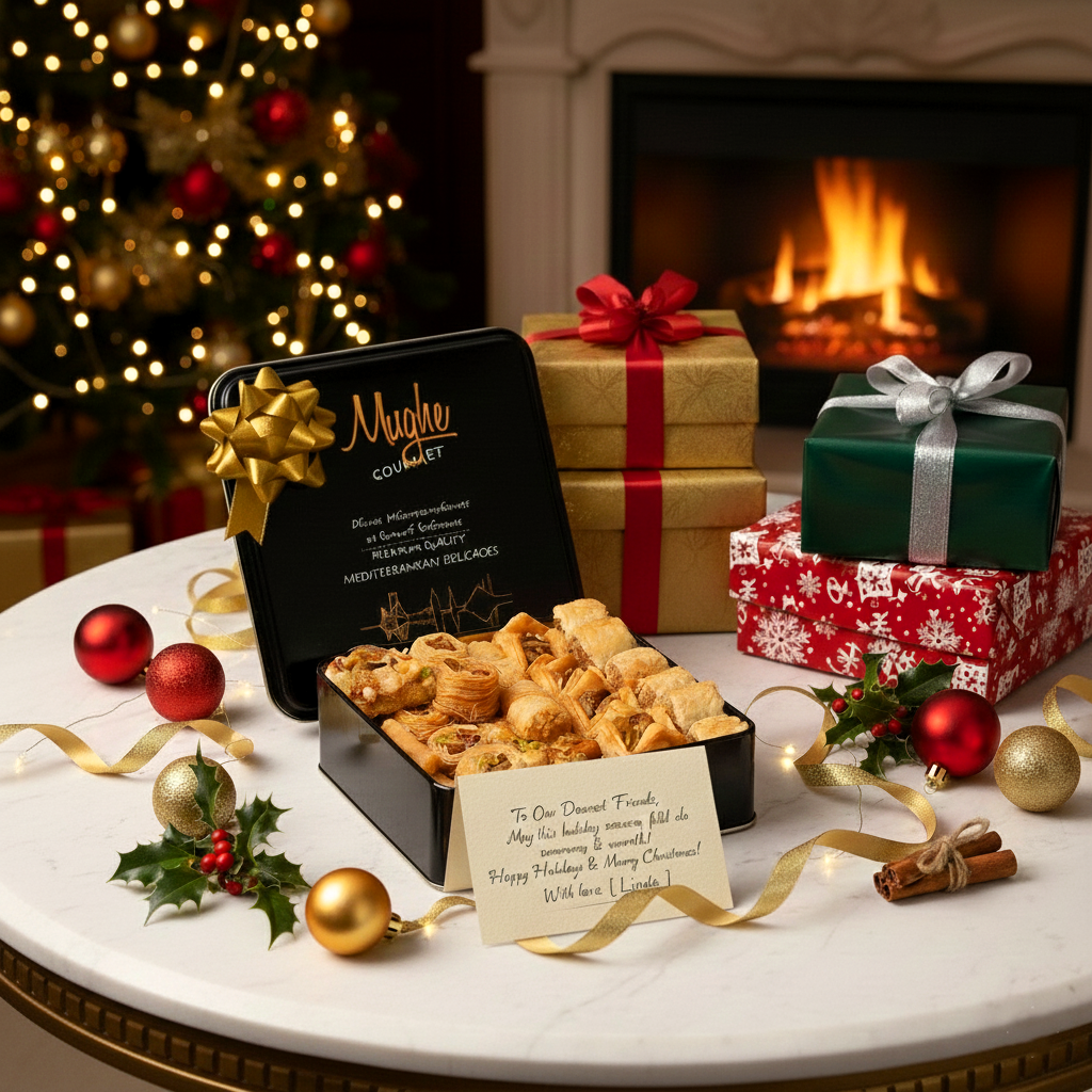 
                  
                    Exquisite Mughe Baklava gift box, perfect for all special days and holiday gift ideas, including Christmas, Valentine's Day, Mother's Day, and Father's Day. A luxurious treat for any celebration. an ideal holiday gift idea
                  
                